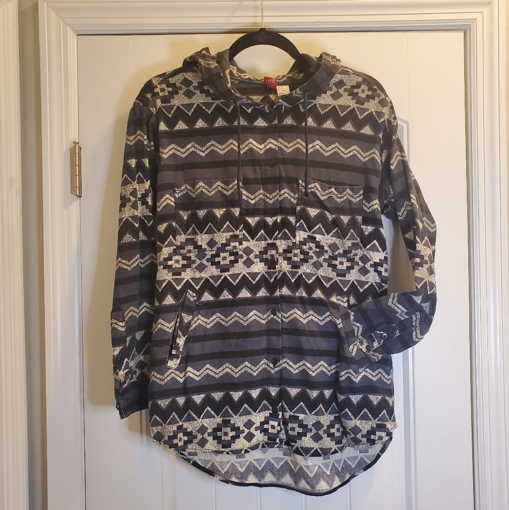 AZTEC BUTTON UP HOODIE